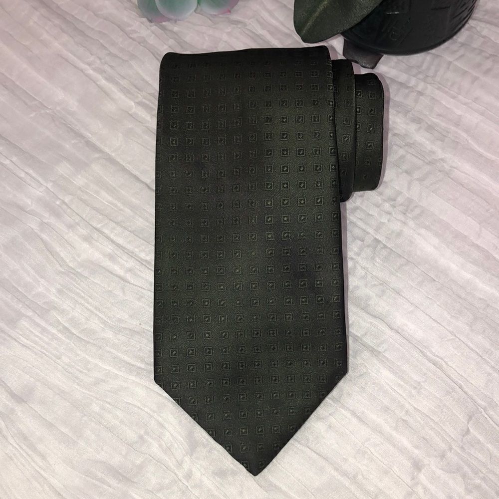 David Taylor Stunning Ombré Green Gray Textured Tiny Square Print Polyester Tie